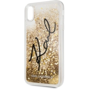 Hurtownia GSM - Karl Lagerfeld KLHCI65TRKSIGGO iPhone Xs Max gold/hartes Gehäuse Signature Liquid Glitter Stars - KLD059GLD - {ean13} - Hurt
