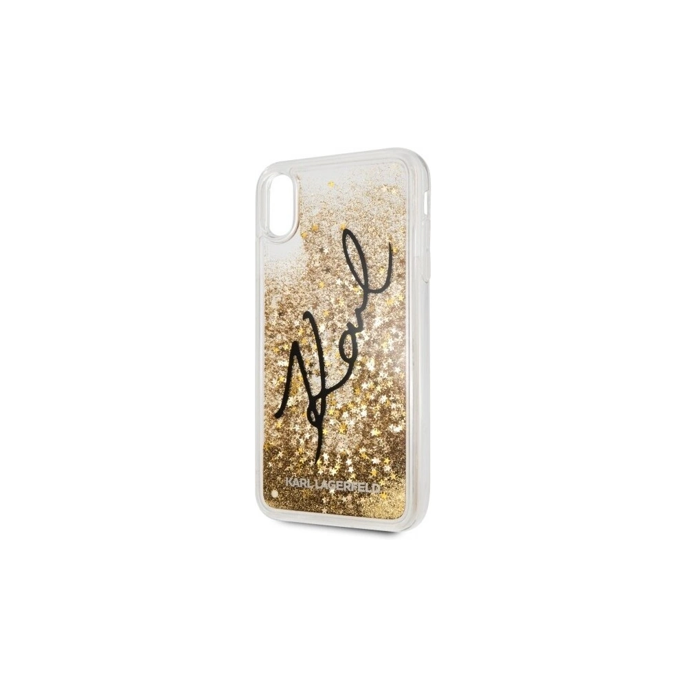 Hurtownia GSM - Karl Lagerfeld KLHCI65TRKSIGGO iPhone Xs Max złoty/gold hard case Signature Liquid Glitter Stars - KLD059GLD - {ean13} - Hurt