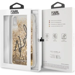Hurtownia GSM - Karl Lagerfeld KLHCI65TRKSIGGO iPhone Xs Max gold/hartes Gehäuse Signature Liquid Glitter Stars - KLD059GLD - {ean13} - Hurt