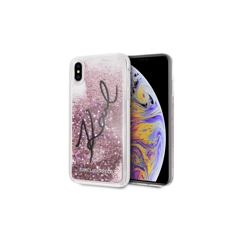 Hurtownia GSM - Karl Lagerfeld KLHCI65TRKSIGPI iPhone Xs Max różowy/pink hard case Signature Liquid Glitter Stars - KLD060PNK - {ean13} - Hurt