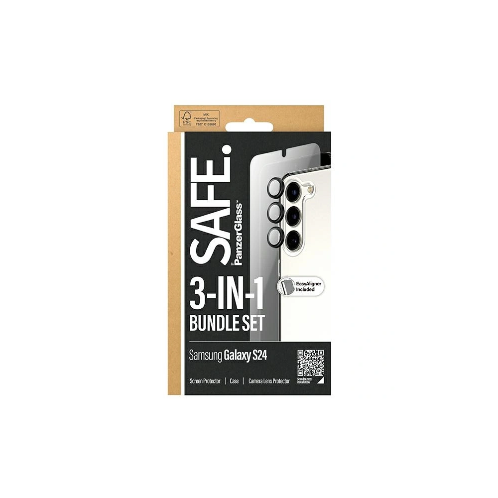 Hurtownia GSM - Zestaw SAFE de PanzerGlass Samsung Galaxy S24 Bundle 3in1 Hardcase + Protector de ecran + Obiectiv pentru cameră - PZG572 - {ean13} - Hurt