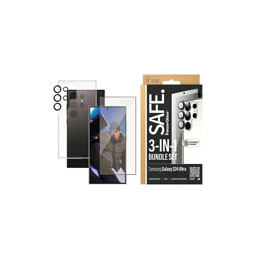 Hurtownia GSM - SAFE csomag PanzerGlass Samsung Galaxy S24 Ultra Bundle 3in1 Hardcase + Képernyővédő + Kamera Lencse - PZG576 - {ean13} - Hurt