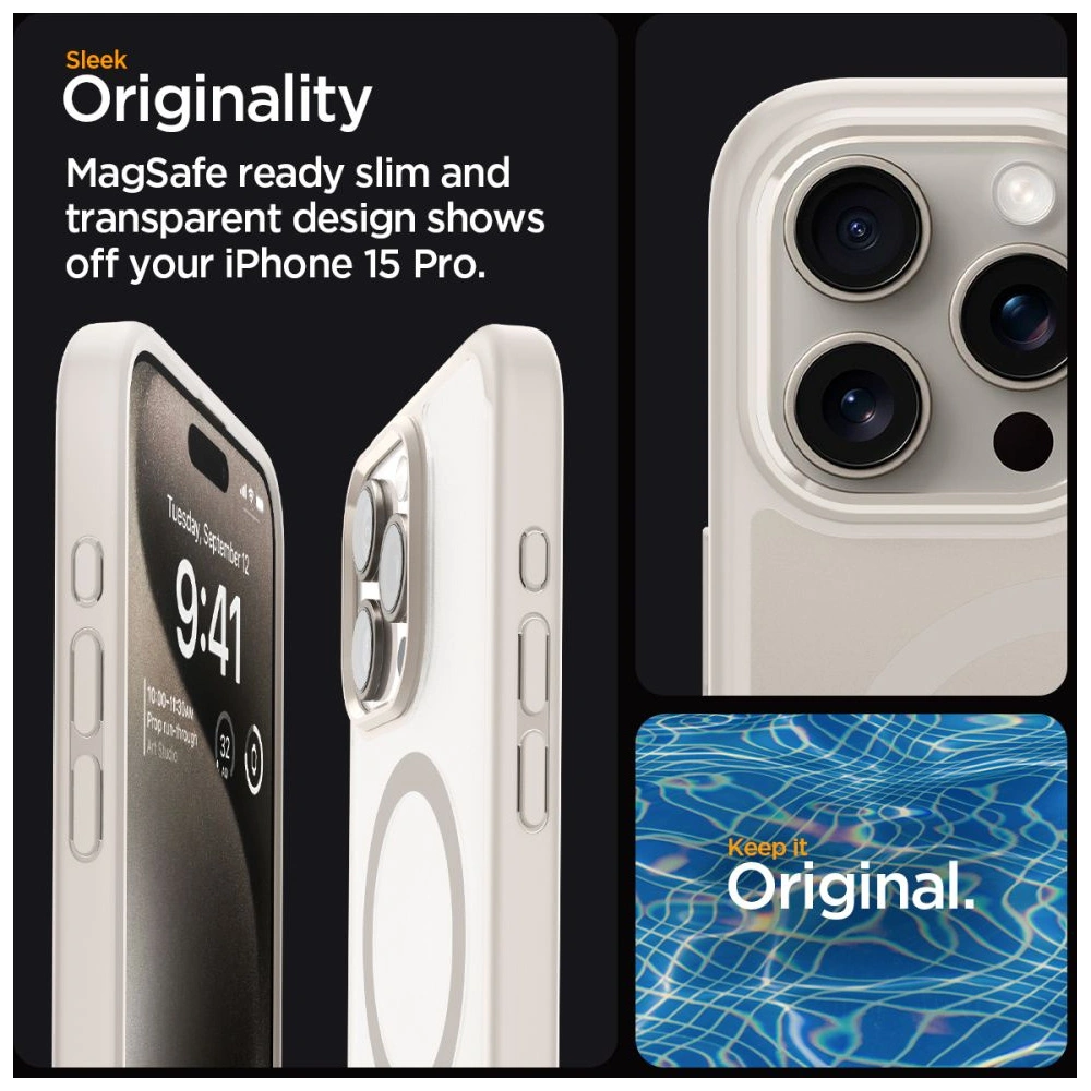 Wholesale Spigen Ultra Hybrid Mag MagSafe Apple iPhone 15 Pro Frost Natural Titanium - SPN3295 - {ean13} - Hurt