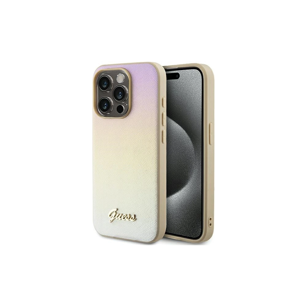 Hurtownia GSM - Etui Guess GUHCP14LPSAIRSD Apple iPhone 14 Pro hardcase Saffiano Iridescent Script auriu/gold - GUE3172 - {ean13} - Hurt