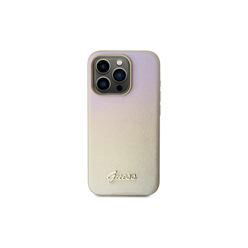 Hurtownia GSM - Etui Guess GUHCP14LPSAIRSD Apple iPhone 14 Pro hardcase Saffiano Iridescent Script auriu/gold - GUE3172 - {ean13} - Hurt