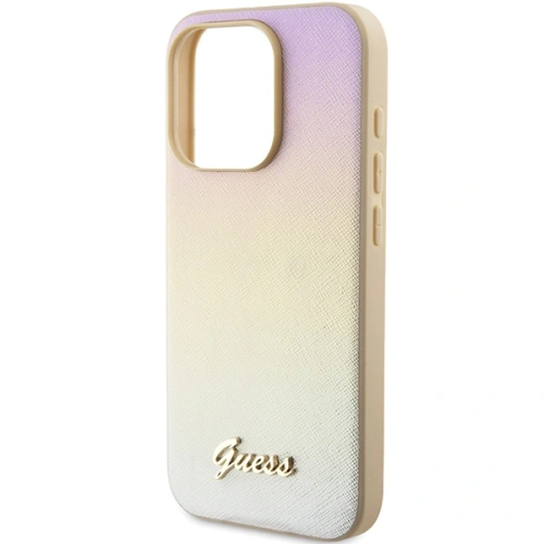 Etui Guess GUHCP14LPSAIRSD Apple iPhone 14 Pro hardcase Saffiano Iridescent Script złoty/gold