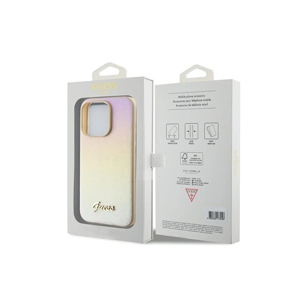 Hurtownia GSM - Etui Guess GUHCP14LPSAIRSD Apple iPhone 14 Pro hardcase Saffiano Iridescent Script auriu/gold - GUE3172 - {ean13} - Hurt