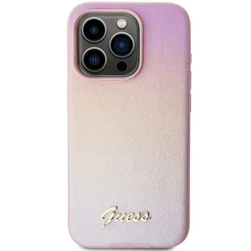 Etui Guess GUHCP14LPSAIRSP Apple iPhone 14 Pro hardcase Saffiano Iridescent Script różowy/pink