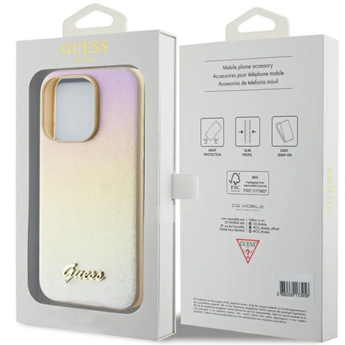 Etui Guess GUHCP14XPSAIRSD Apple iPhone 14 Pro Max hardcase Saffiano Iridescent Script złoty/gold