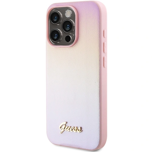 Etui Guess GUHCP14XPSAIRSP Apple iPhone 14 Pro Max hardcase Saffiano Iridescent Script różowy/pink