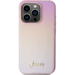 Guess GUHCP14XPSAIRSP Apple iPhone 14 Pro Max hardcase Saffiano Iridescent Script pink