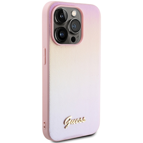 Kryt Guess GUHCP14XPSAIRSP Apple iPhone 14 Pro Max hardcase Saffiano Iridescent Script pink