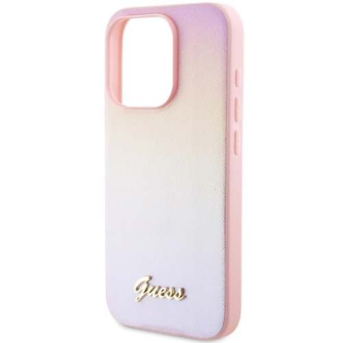 Etui Guess GUHCP14XPSAIRSP Apple iPhone 14 Pro Max hardcase Saffiano Iridescent Script różowy/pink