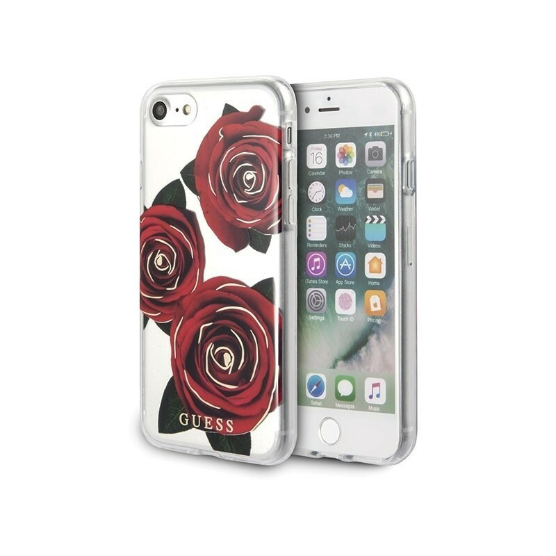 Hurtownia Guess - 3700740416952 - GUE141RED - Etui Guess GUHCI8ROSTR Apple iPhone SE 2022/SE 2020/8/7 transpa rent hard case Flower Desire red rose - B2B homescreen