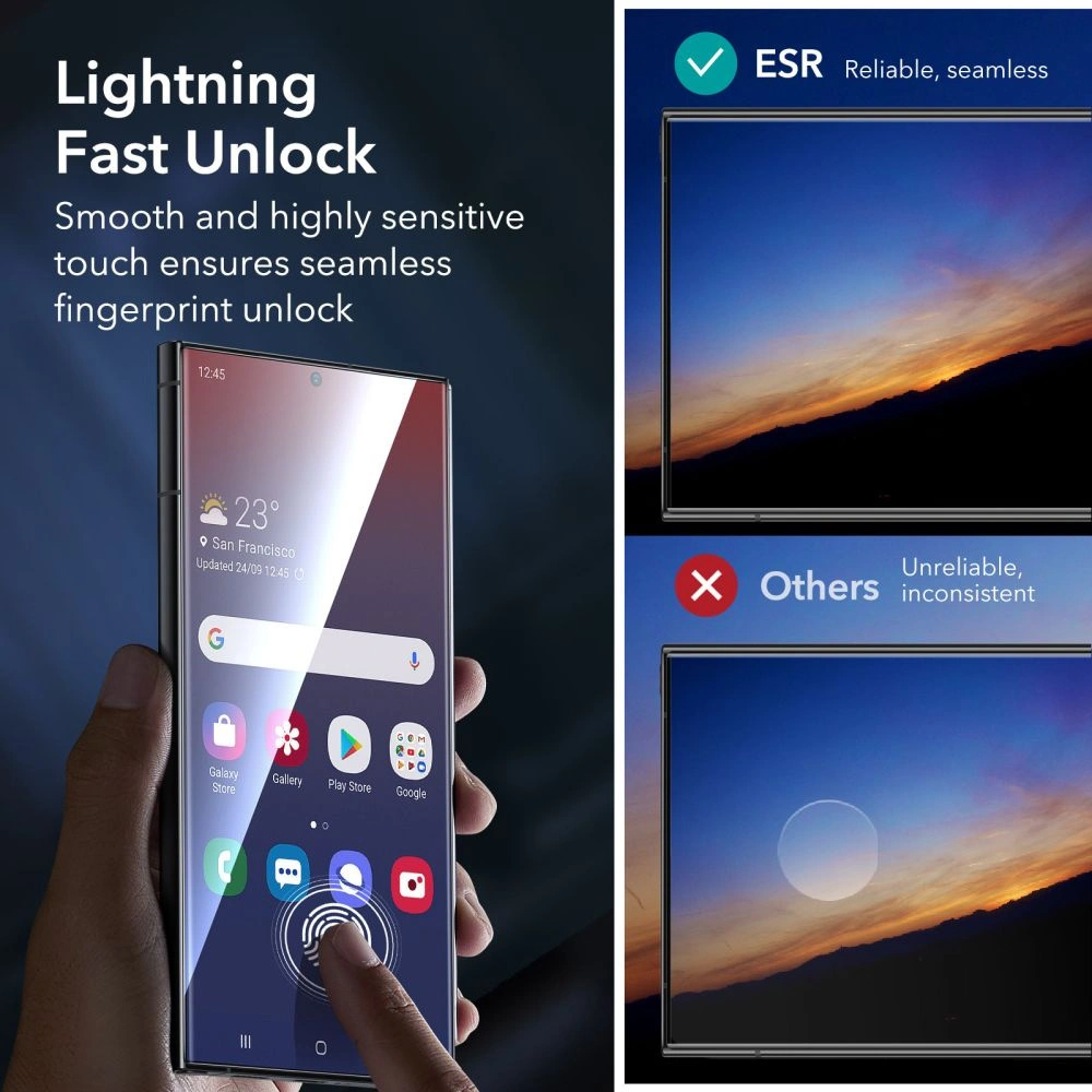 Hurtownia GSM - Gehärtetes Glas + für Kameraobjektive ESR Schutzset Samsung Galaxy S24 Ultra Klar [2+1 PACK] - ESR763 - {ean13} - Hurt
