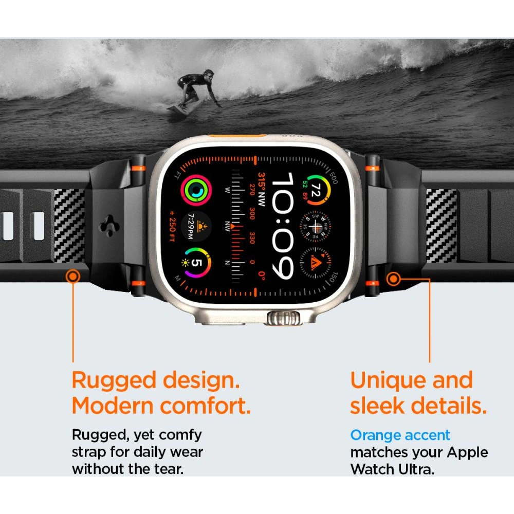 Wholesale Belt Spigen Rugged Ultra Band Apple Watch 4/5/6/7/8/SE/Ultra 44/45/49mm Matte Black - SPN3311 - {ean13} - Hurt
