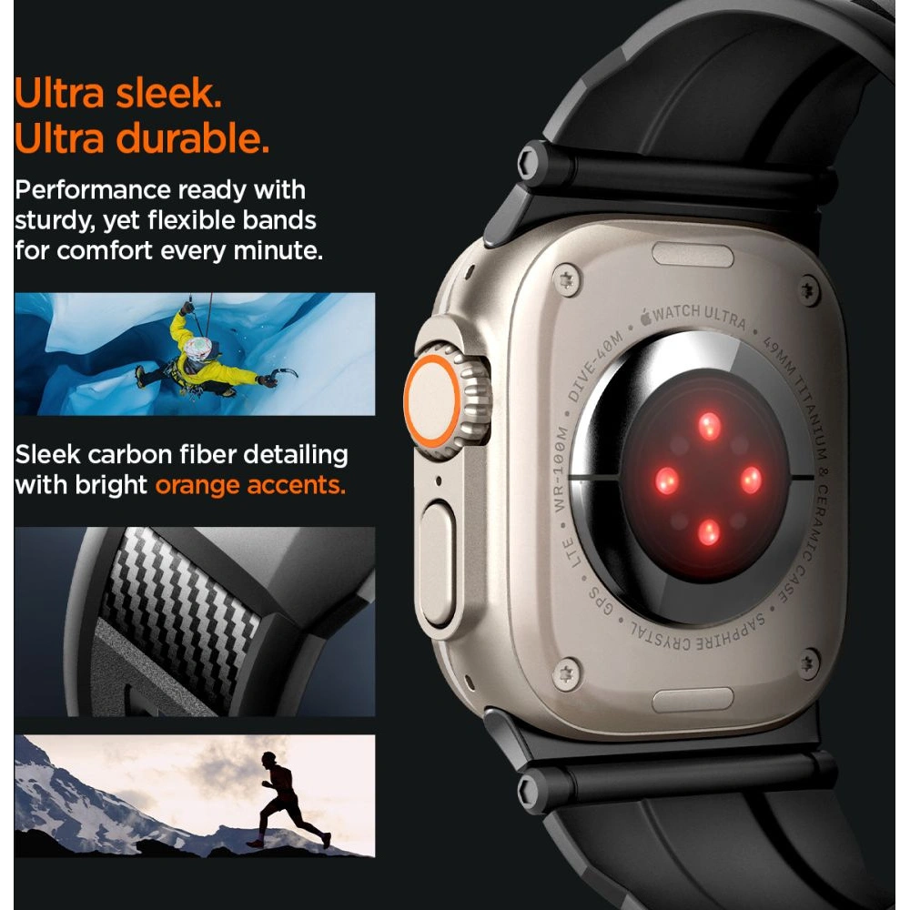 Wholesale Belt Spigen Rugged Ultra Band Apple Watch 4/5/6/7/8/SE/Ultra 44/45/49mm Matte Black - SPN3311 - {ean13} - Hurt