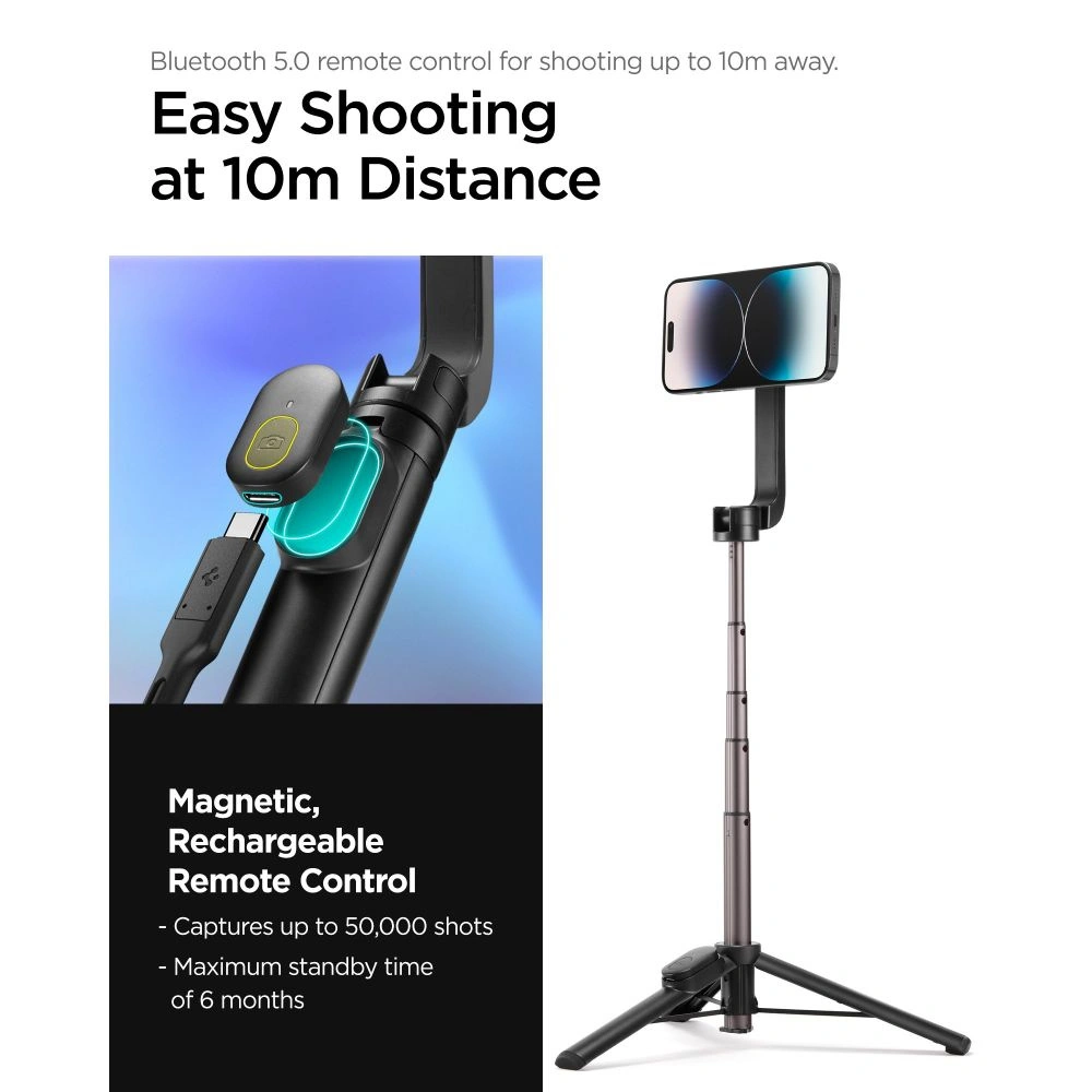 Hurtownia GSM - Kijek Spigen S570W Bluetooth Selfie Stick Tripod MagSafe Černý - SPN3317 - {ean13} - Hurt