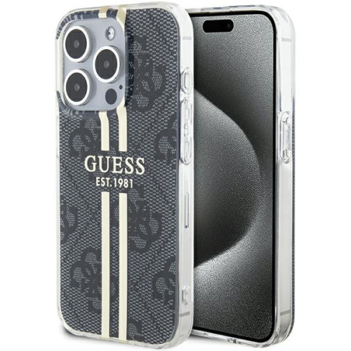 Guess Distributor - 3666339222703 - GUE3177 - Guess GUHCP15LH4PSEGK Apple iPhone 15 Pro hardcase IML 4G Gold Stripe black - B2B homescreen