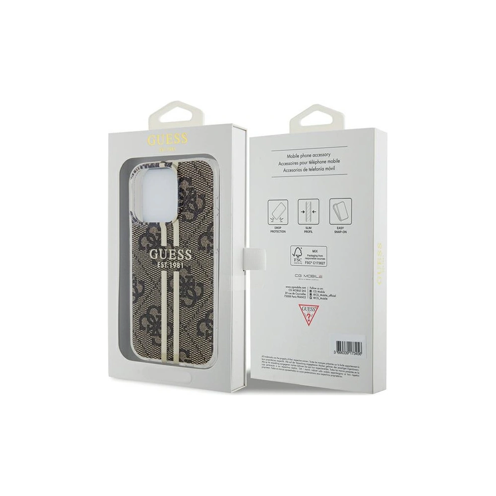 Hurtownia GSM - Etui Guess GUHCP15LH4PSEGW Apple iPhone 15 Pro kemény tok IML 4G Arany csík barna/brown - GUE3179 - {ean13} - Hurt