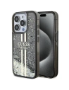 Etui Guess GUHCP15LLFCSEGK Apple iPhone 15 Pro hardcase Liquid Glitter Gold Stripes czarny/black
