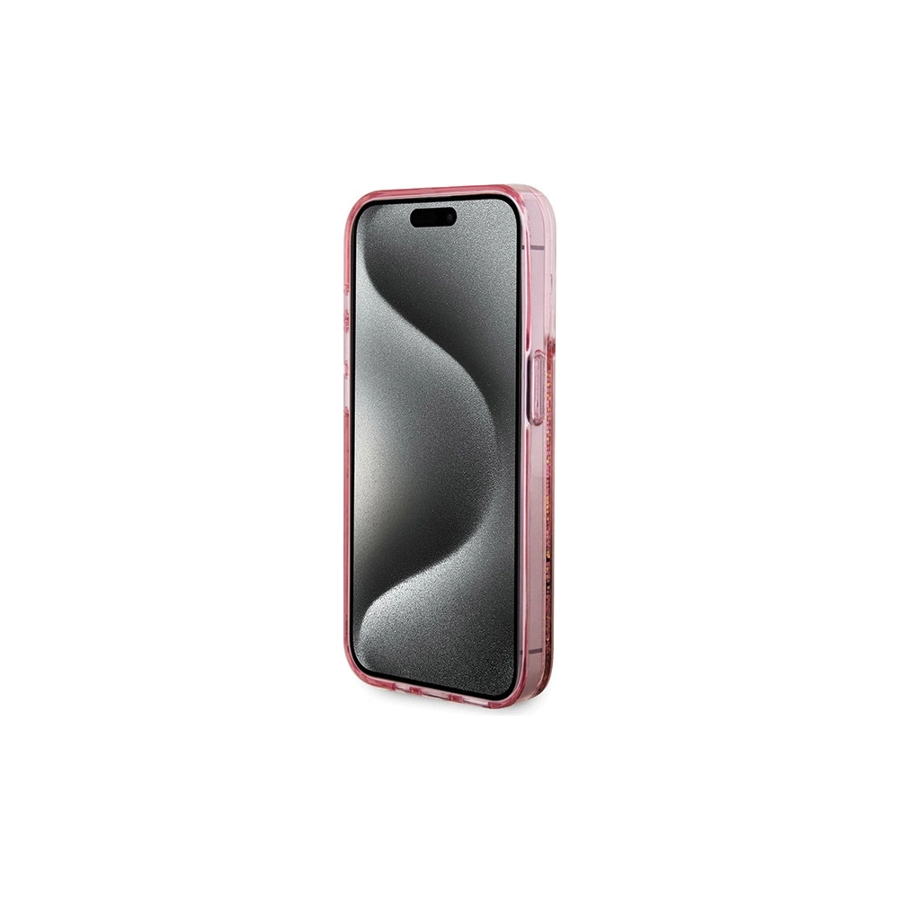 Hurtownia GSM - Etui Guess GUHCP15LLFCSEGP Apple iPhone 15 Pro hardcase Liquid Glitter Gold Stripes różowy/pink - GUE3181 - {ean13} - Hurt