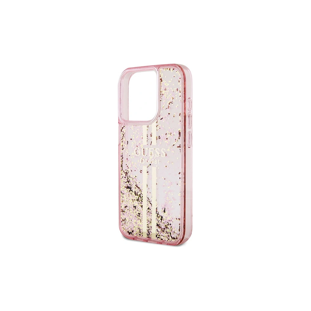 Hurtownia GSM - Etui Guess GUHCP15LLFCSEGP Apple iPhone 15 Pro hardcase Liquid Glitter Gold Stripes różowy/pink - GUE3181 - {ean13} - Hurt