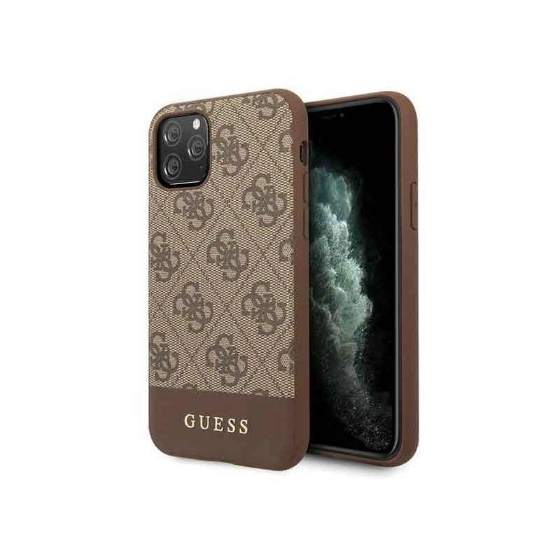 Guess Distributor - 3700740469736 - GUE150BR - Guess GUHCN58G4GLBR iPhone 11 Pro brown hard case 4G Stripe Collection - B2B homescreen