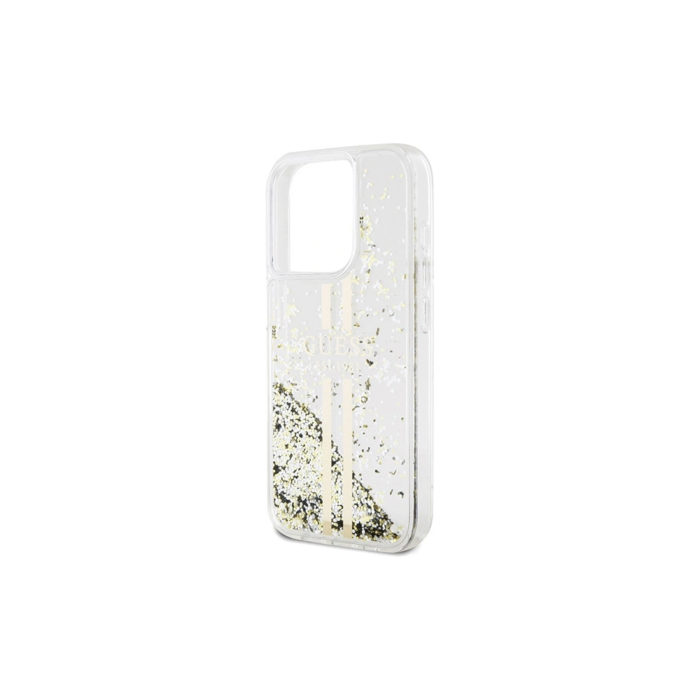 Hurtownia GSM - Case Guess GUHCP15LLFCSEGT Apple iPhone 15 Pro Hardcase Liquid Glitter Gold Stripes transparent - GUE3182 - {ean13} - Hurt