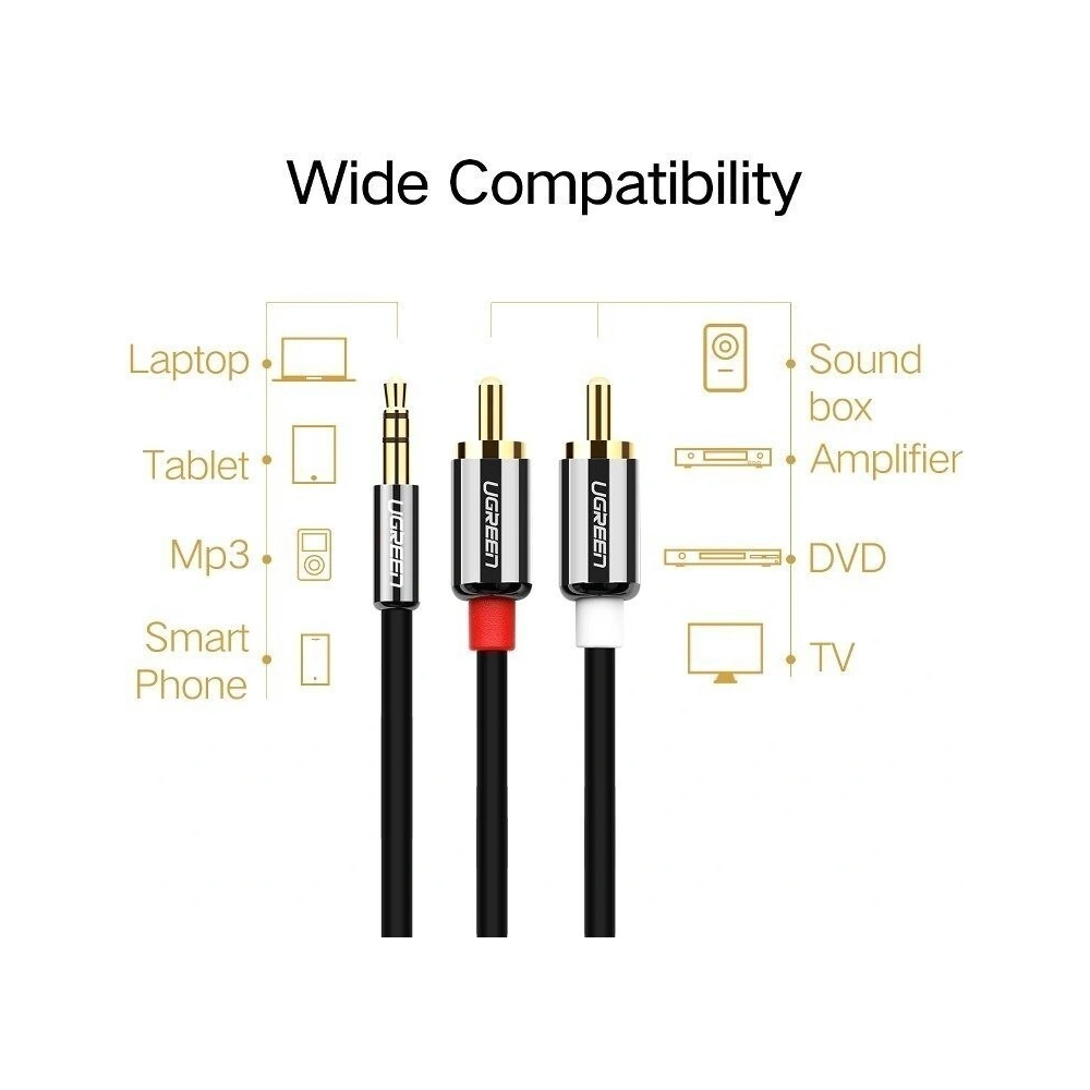 Hurtownia GSM - Przewód 3,5mm Jack do 2RCA (Cinch) UGREEN 1m - UGR164 - {ean13} - Hurt