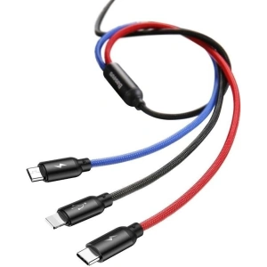 Hurtownia GSM - Kabel USB Baseus 3w1 USB-C / Lightning / Micro 3A 1,2m (czarny) - BSU622BLK - {ean13} - Hurt