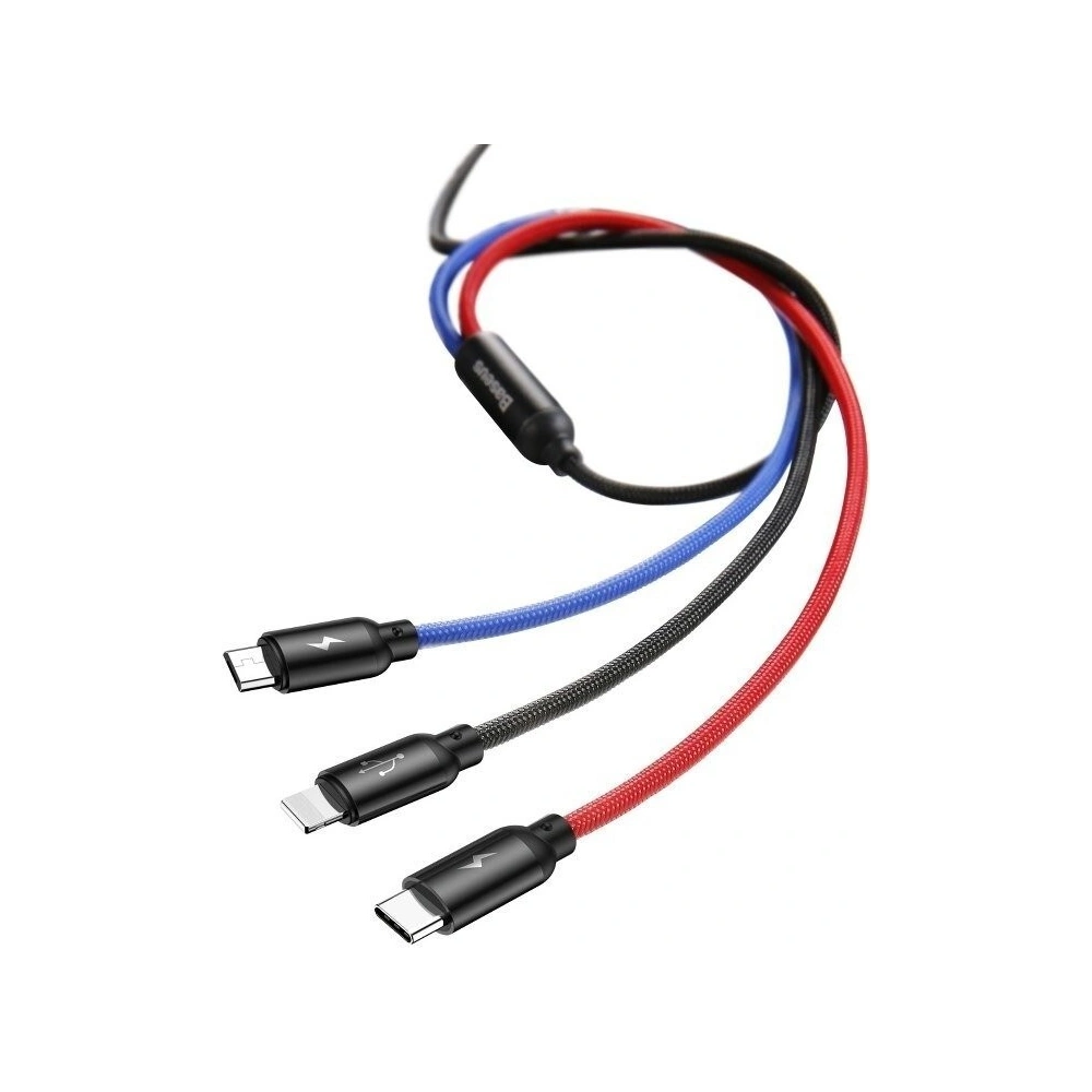 Hurtownia GSM - Kabel USB Baseus 3w1 USB-C / Lightning / Micro 3A 1,2m (czarny) - BSU622BLK - {ean13} - Hurt