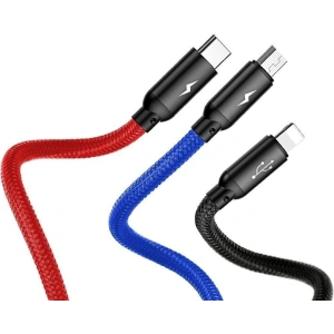 Hurtownia GSM - Kabel USB Baseus 3w1 USB-C / Lightning / Micro 3A 1,2m (czarny) - BSU622BLK - {ean13} - Hurt