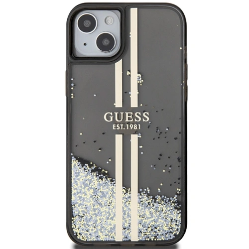 Etui Guess GUHCP15MLFCSEGK Apple iPhone 15 Plus / 14 Plus hardcase Liquid Glitter Gold Stripes czarny/black