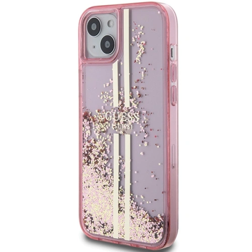 Etui Guess GUHCP15MLFCSEGP Apple iPhone 15 Plus / 14 Plus hardcase Liquid Glitter Gold Stripes różowy/pink