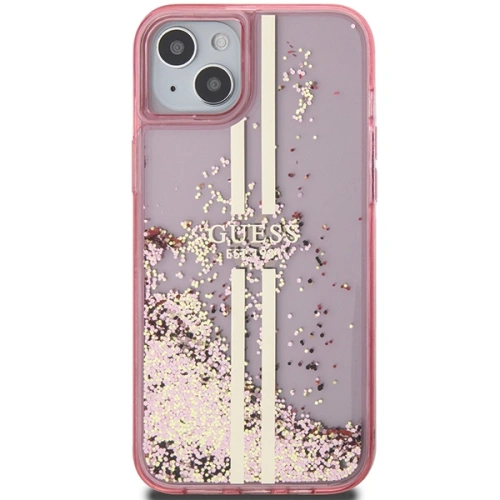 Etui Guess GUHCP15MLFCSEGP Apple iPhone 15 Plus / 14 Plus hardcase Liquid Glitter Gold Stripes różowy/pink