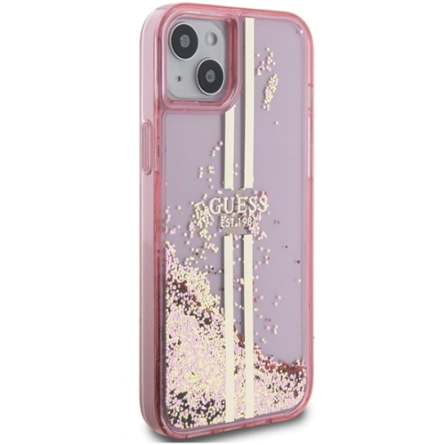 Etui Guess GUHCP15MLFCSEGP Apple iPhone 15 Plus / 14 Plus hardcase Liquid Glitter Gold Stripes różowy/pink