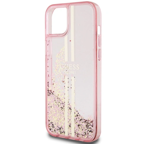 Etui Guess GUHCP15MLFCSEGP Apple iPhone 15 Plus / 14 Plus hardcase Liquid Glitter Gold Stripes różowy/pink