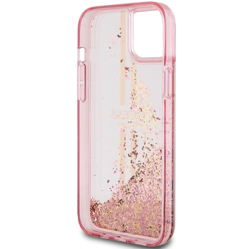 Etui Guess GUHCP15MLFCSEGP Apple iPhone 15 Plus / 14 Plus hardcase Liquid Glitter Gold Stripes różowy/pink