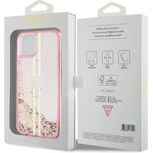 Wholesale Guess GUHCP15MLFCSEGP Apple iPhone 15 Plus / 14 Plus hardcase Liquid Glitter Gold Stripes pink - GUE3189 - {ean13} - Hurt