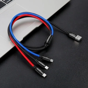 Hurtownia GSM - Kabel USB Baseus 3w1 USB-C / Lightning / Micro 3A 1,2m (czarny) - BSU622BLK - {ean13} - Hurt