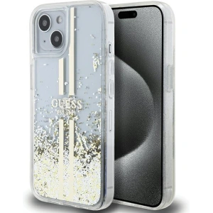 Hurtownia GSM - Etui Guess GUHCP15MLFCSEGT Apple iPhone 15 Plus / 14 Plus hardcase Liquid Glitter Gold Stripes transparent - GUE3190 - {ean13} - Hurt