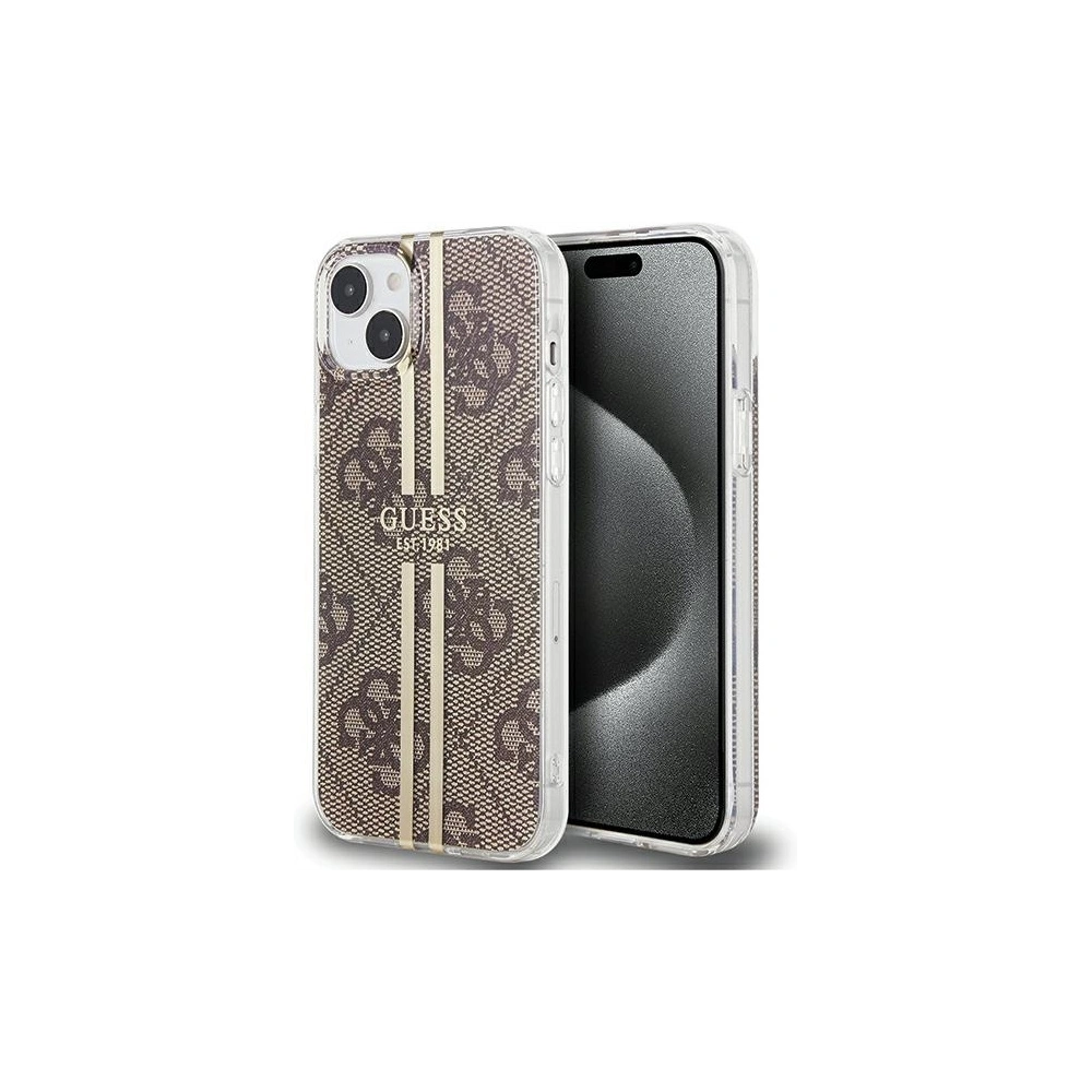 Hurtownia GSM - Case Guess GUHCP15SH4PSEGW Apple iPhone 15 / 14 / 13 Hardcase IML 4G Gold Stripe braun/brown - GUE3193 - {ean13} - Hurt