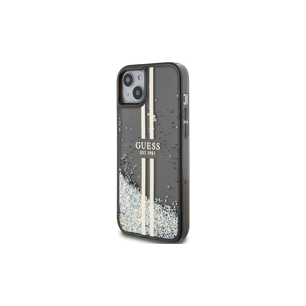Hurtownia GSM - Etui Guess GUHCP15SLFCSEGK Apple iPhone 15 / 14 / 13 hardcase Liquid Glitter Gold Stripes negru/black - GUE3194 - {ean13} - Hurt