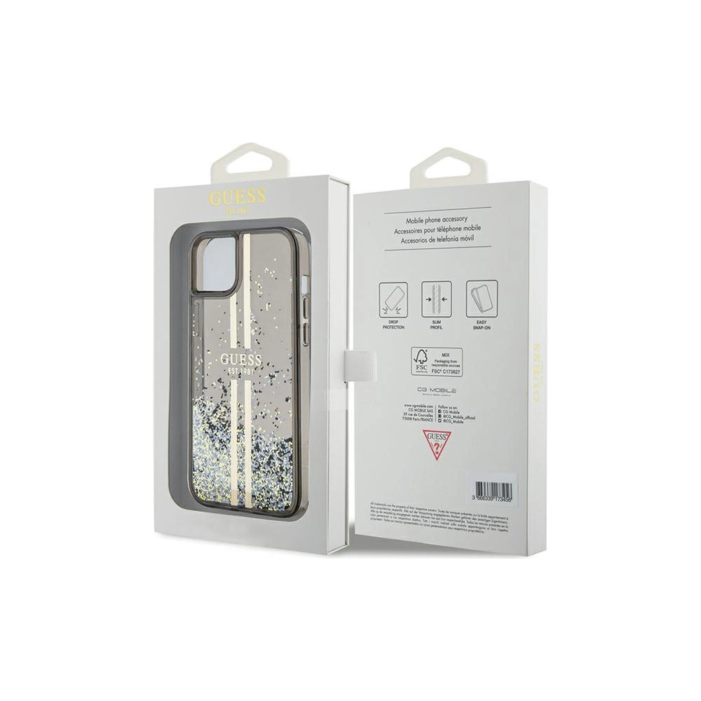 Hurtownia GSM - Case Guess GUHCP15SLFCSEGK Apple iPhone 15 / 14 / 13 Hardcase Liquid Glitter Gold Stripes schwarz/black - GUE3194 - {ean13} - Hurt