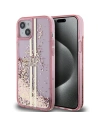Etui Guess GUHCP15SLFCSEGP Apple iPhone 15 / 14 / 13 hardcase Liquid Glitter Gold Stripes rozie/pink
