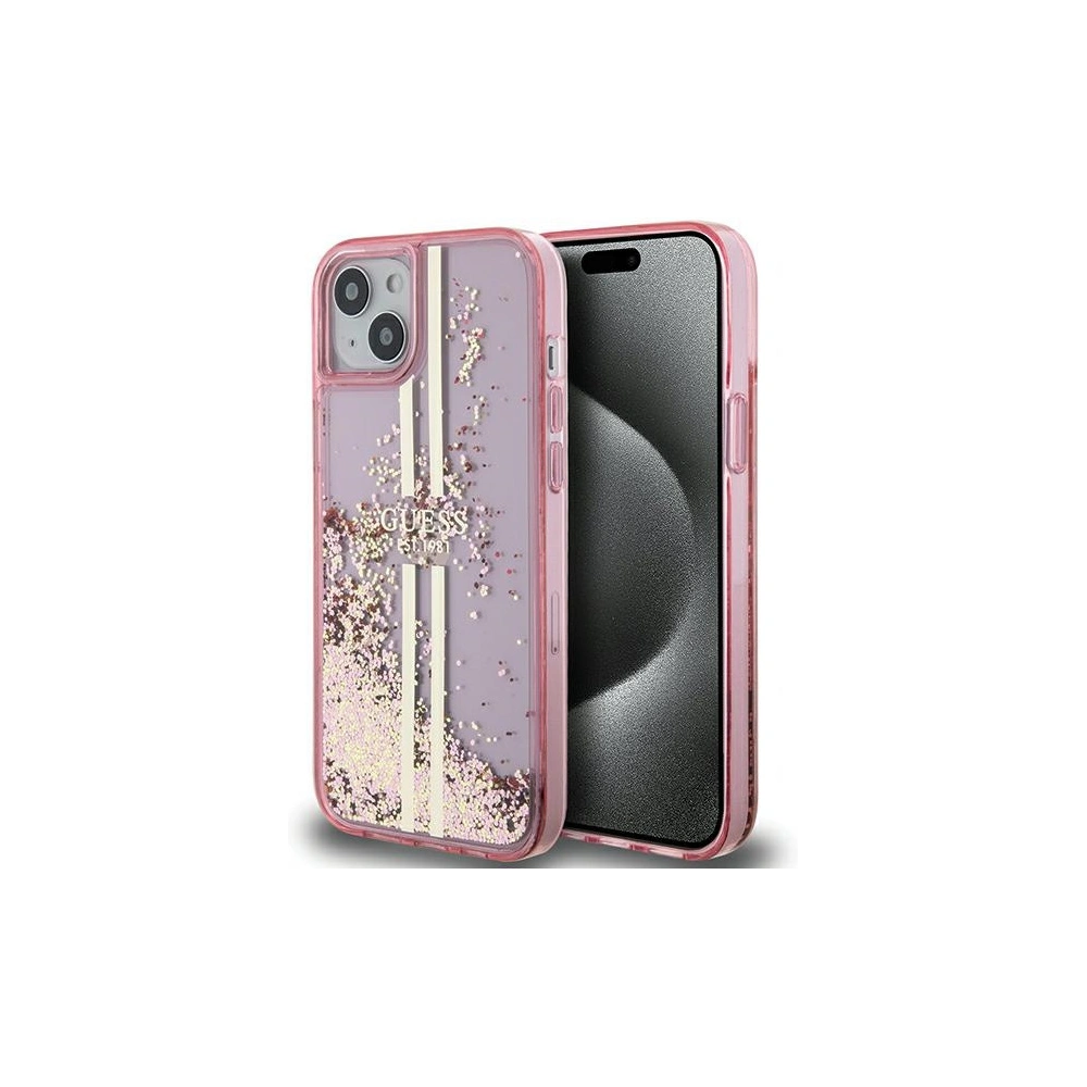 Hurtownia GSM - Etui Guess GUHCP15SLFCSEGP Apple iPhone 15 / 14 / 13 hardcase Liquid Glitter Gold Stripes rozie/pink - GUE3195 - {ean13} - Hurt