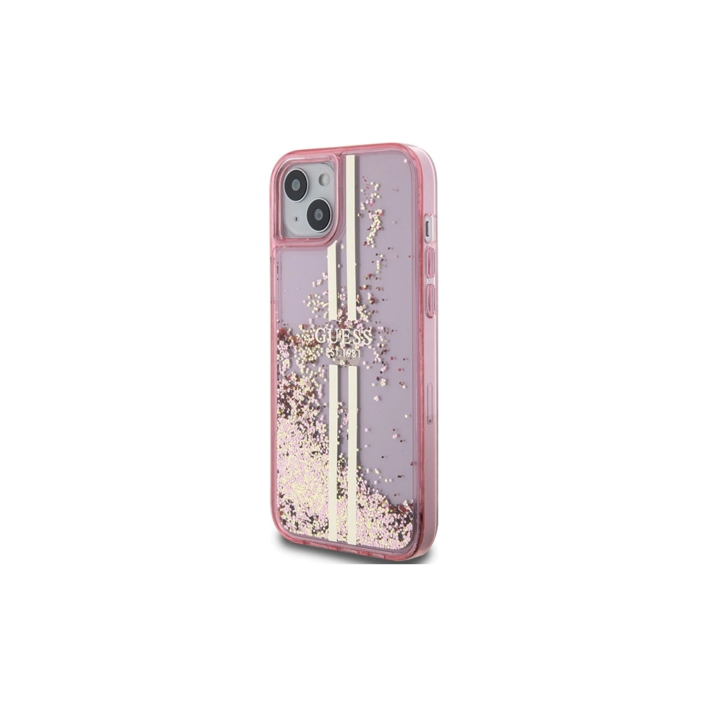 Hurtownia GSM - Etui Guess GUHCP15SLFCSEGP Apple iPhone 15 / 14 / 13 hardcase Liquid Glitter Gold Stripes růžový/pink - GUE3195 - {ean13} - Hurt