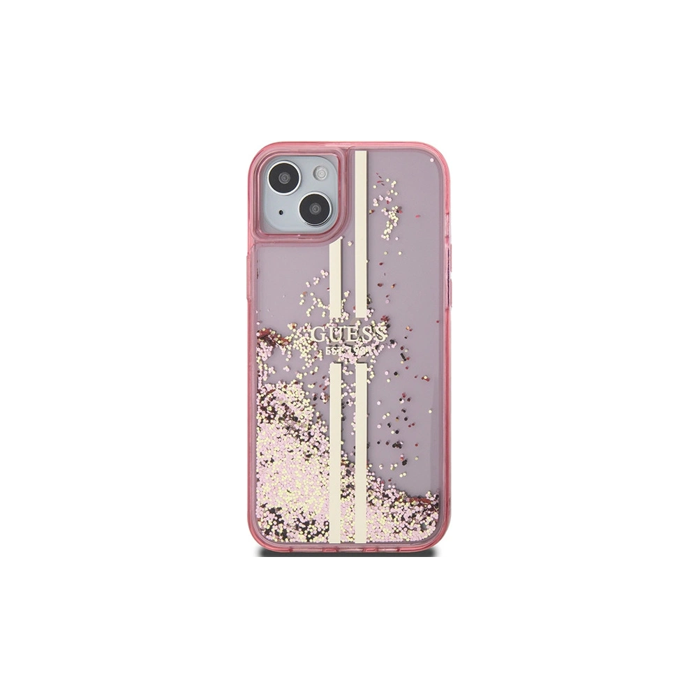 Hurtownia GSM - Etui Guess GUHCP15SLFCSEGP Apple iPhone 15 / 14 / 13 hardcase Liquid Glitter Gold Stripes růžový/pink - GUE3195 - {ean13} - Hurt