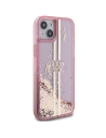 Wholesale Guess GUHCP15SLFCSEGP Apple iPhone 15 / 14 / 13 hardcase Liquid Glitter Gold Stripes pink - GUE3195 - {ean13} - Hurt